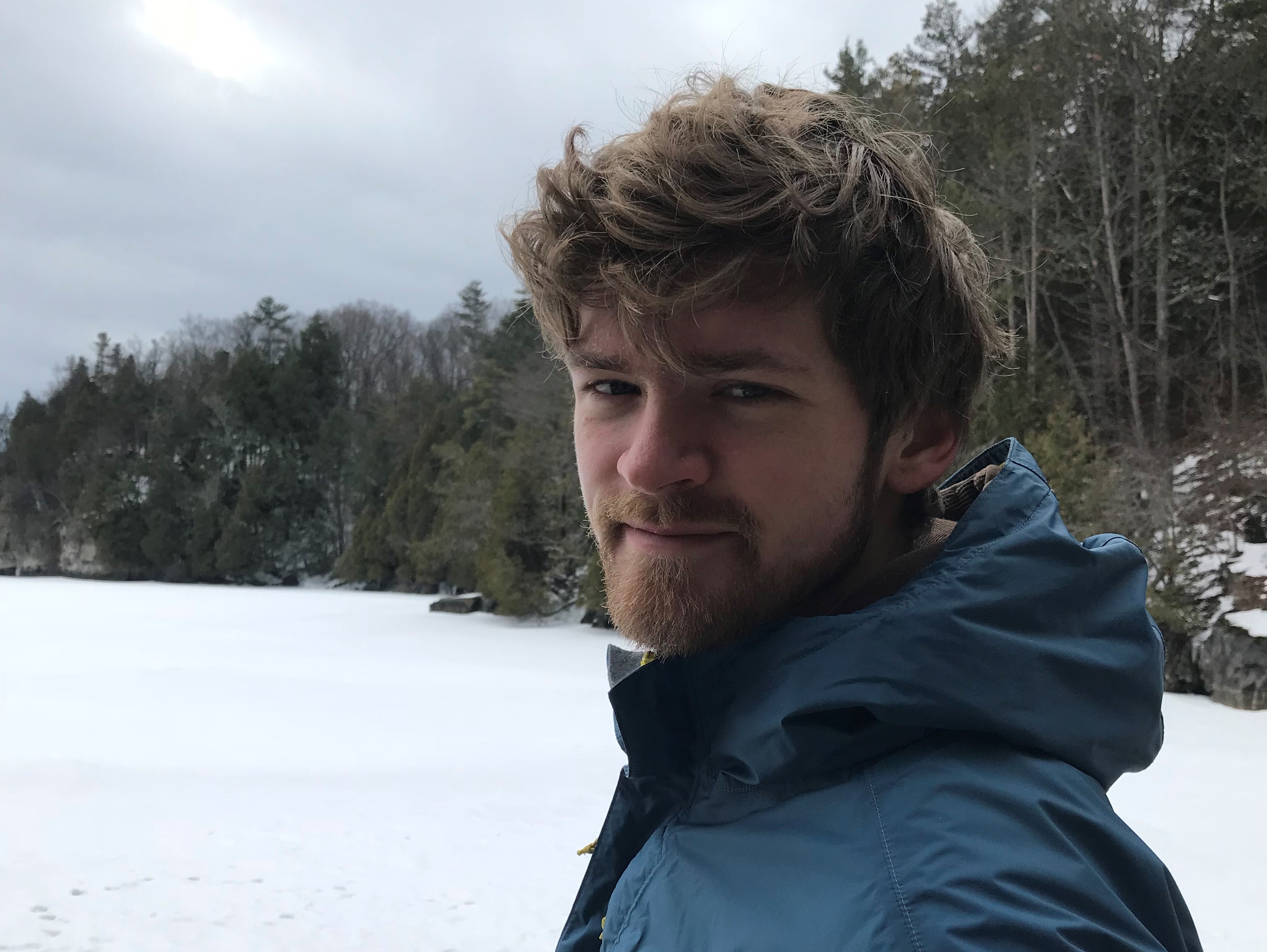 A photo of me at Malletts Bay, VT in Winter 2018